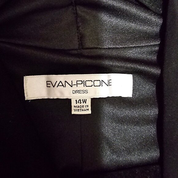 Evan Picone Black Knee-Length Dress With Rushed Waist Detail, Short Sleeves & V- - Picture 7 of 9